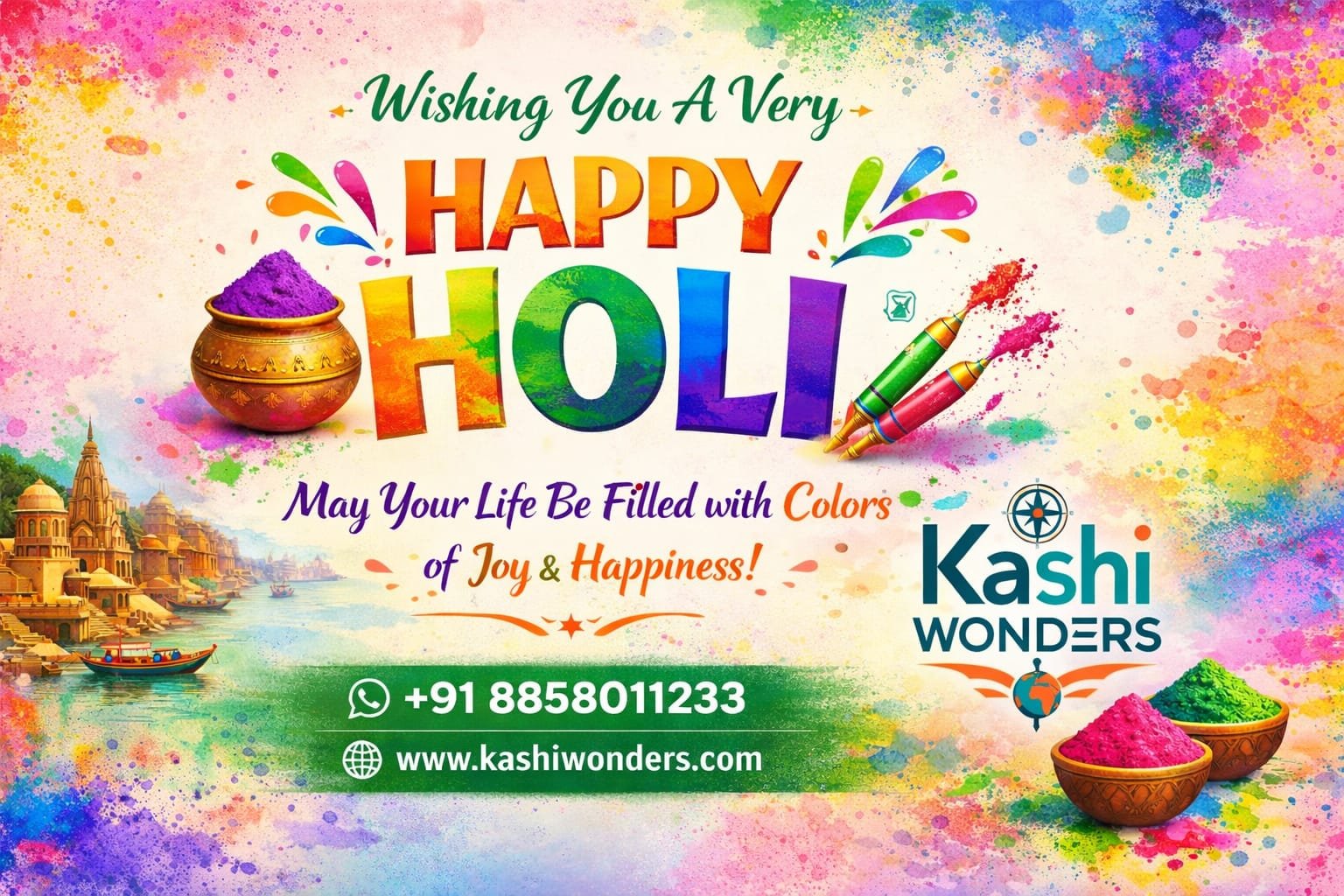 🌸Happy Holi from Kashi Wonders – Varanasi! 🌸